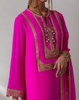 Fuschia Pink Kurta With Tulip Pants