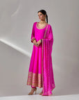 Fuschia Georgette Anarkali With Dori And Sequin Embroidery