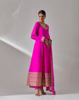 Fuschia Georgette Anarkali With Dori And Sequin Embroidery