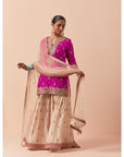 Fuschia Pink Short Kurta With Sharara Set