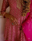 Hot Pink Georgette Gota Embroidered Sharara Set