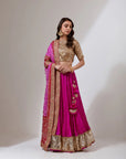 Gold Gota Patti Blouse With A Crushed Silk Skirt Set