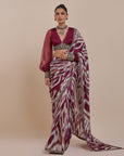 Plum Red Ikat Saree Set | Atth