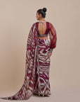 Plum Red Ikat Saree Set | Atth