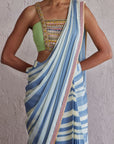 Blue Bar Saree