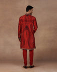 Red Jamawar Kurta Set | East
