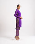 Purple Round Neck Multi Geo Pant Kurta Set