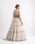 White Multi Tier Multi Color Lehenga Set