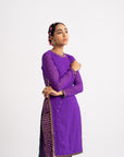 Purple Round Neck Multi Geo Pant Kurta Set
