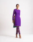 Purple Round Neck Multi Geo Pant Kurta Set