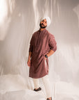 Dusty Pink Silk Embroidered Kurta Set