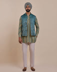 Teal Blue Nehru Jacket | Atth