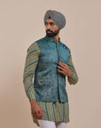 Teal Blue Nehru Jacket | Atth
