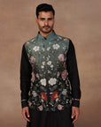 Turquoise Ombre Nehru Jacket Set | East