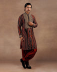 Vintage Red Janawaar Kurta Set