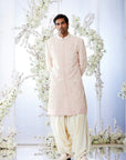 Quartz Pink Pearl Short Sherwani Set - Ready to Ship