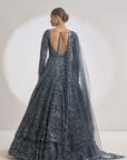 Charcoal Grey Jacket Lehenga Set