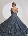 Charcoal Grey Jacket Lehenga Set