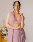 Dusty Rose Draping Saree Set