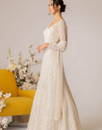 Off White Hip Fitted Gown Set