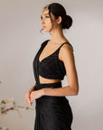 Black Tonal Draping Saree