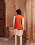 Rust Floral Nehru Jacket Set