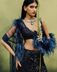 Noir Illume Blouse & Skirt Set With Dupatta