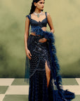 Noir Illume Blouse & Skirt Set With Dupatta