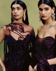 Sangria Gown With Cape Drape