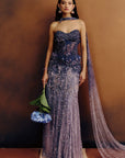 Amathyste Corset, Blouse & Skirt Set With Dupatta