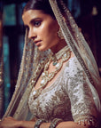 The Masai Landscape Aurum Aged Ekru Lehenga