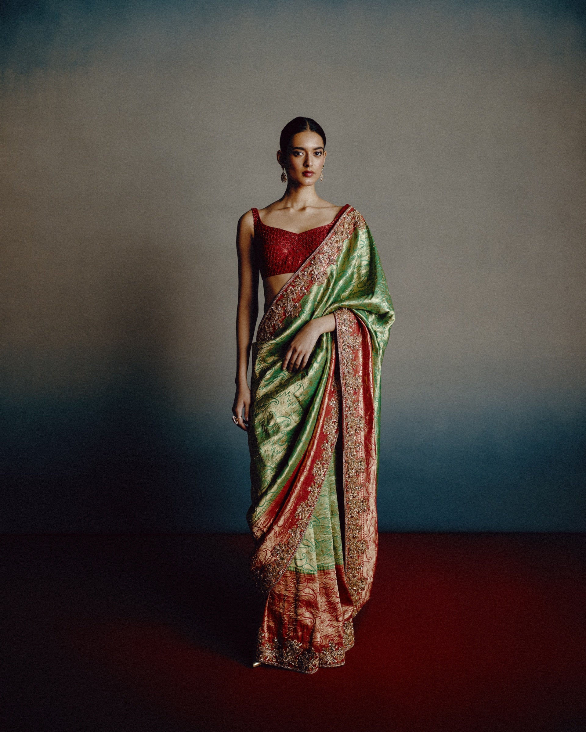 Verdant Rouge Banarasi Saree