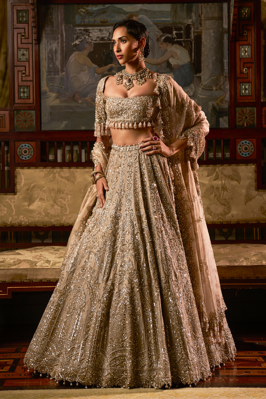 Gold Silver Tissue Lehenga Set - Ready to Ship