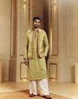 Dry Heena Green Kurta And Bundi Set