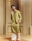Dry Heena Green Kurta And Bundi Set