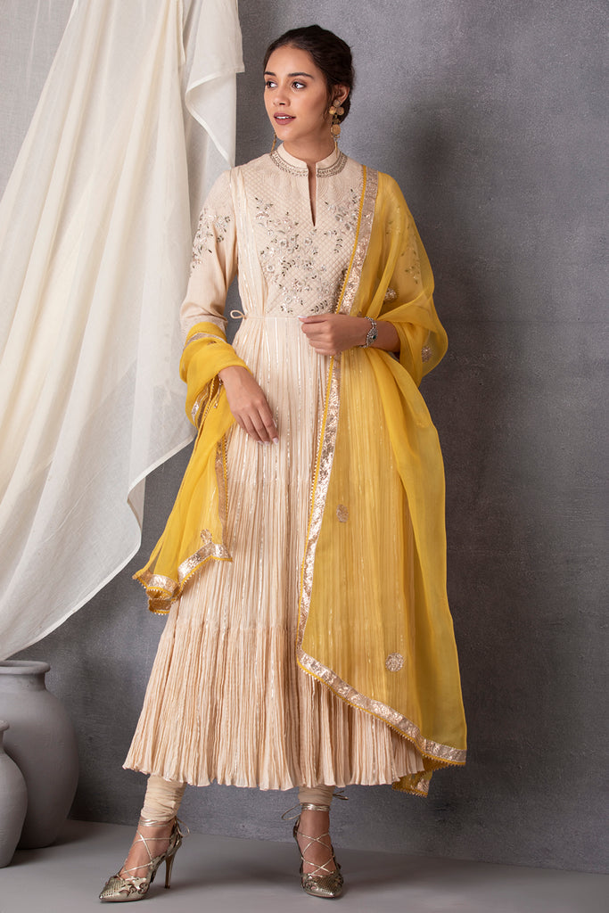 Toosh Anarkali Set With Yellow Dupatta