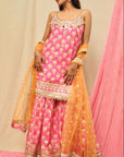 Ravina Strappy Sharara Set - Pink