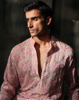 Peach Applique Work Kurta