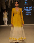 Turmeric & Ivory Khadi Embroidered & Foil Printed Angrakha Set