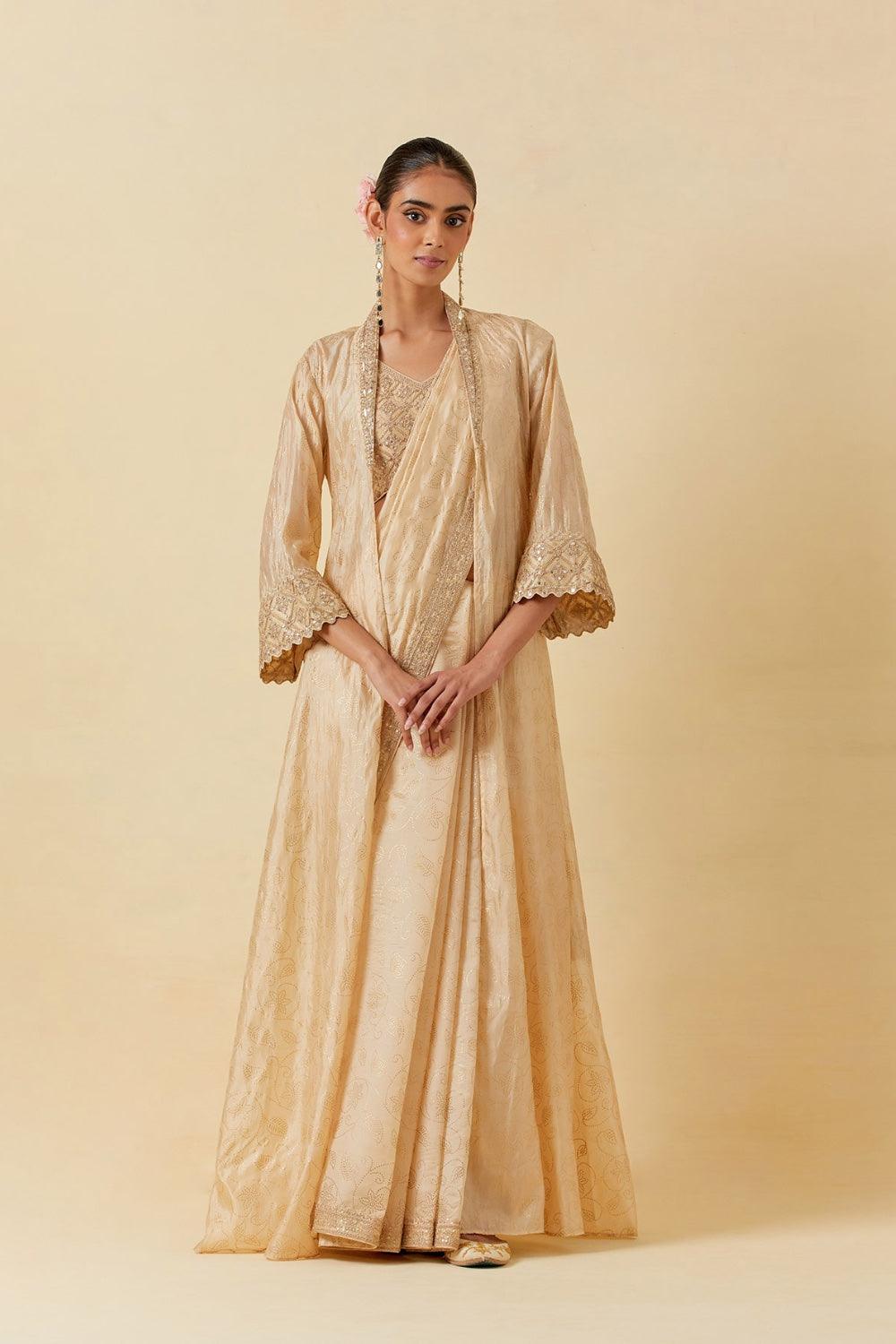 Buttercup Saree Paired With Blouse &amp; Cape