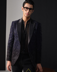 Navy Blue Cutdana Jacket
