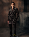 Black Cutdana Embroidery Shewani