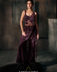 Wine Sharara Saree
