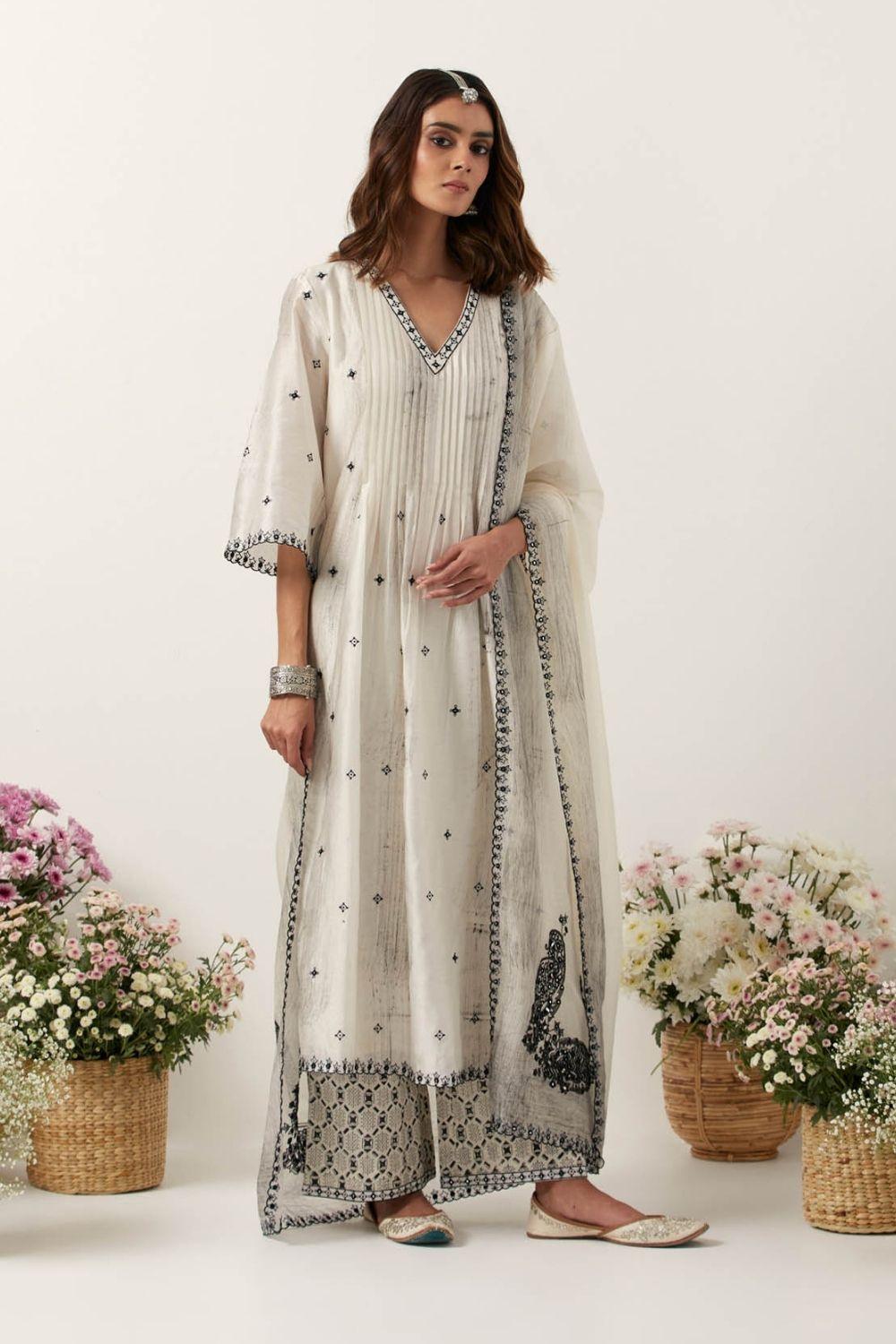 Ivory Anarkali Paired With Pants &amp; Dupatta