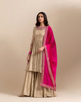 Classic Peplum Anarkali Set - Gold