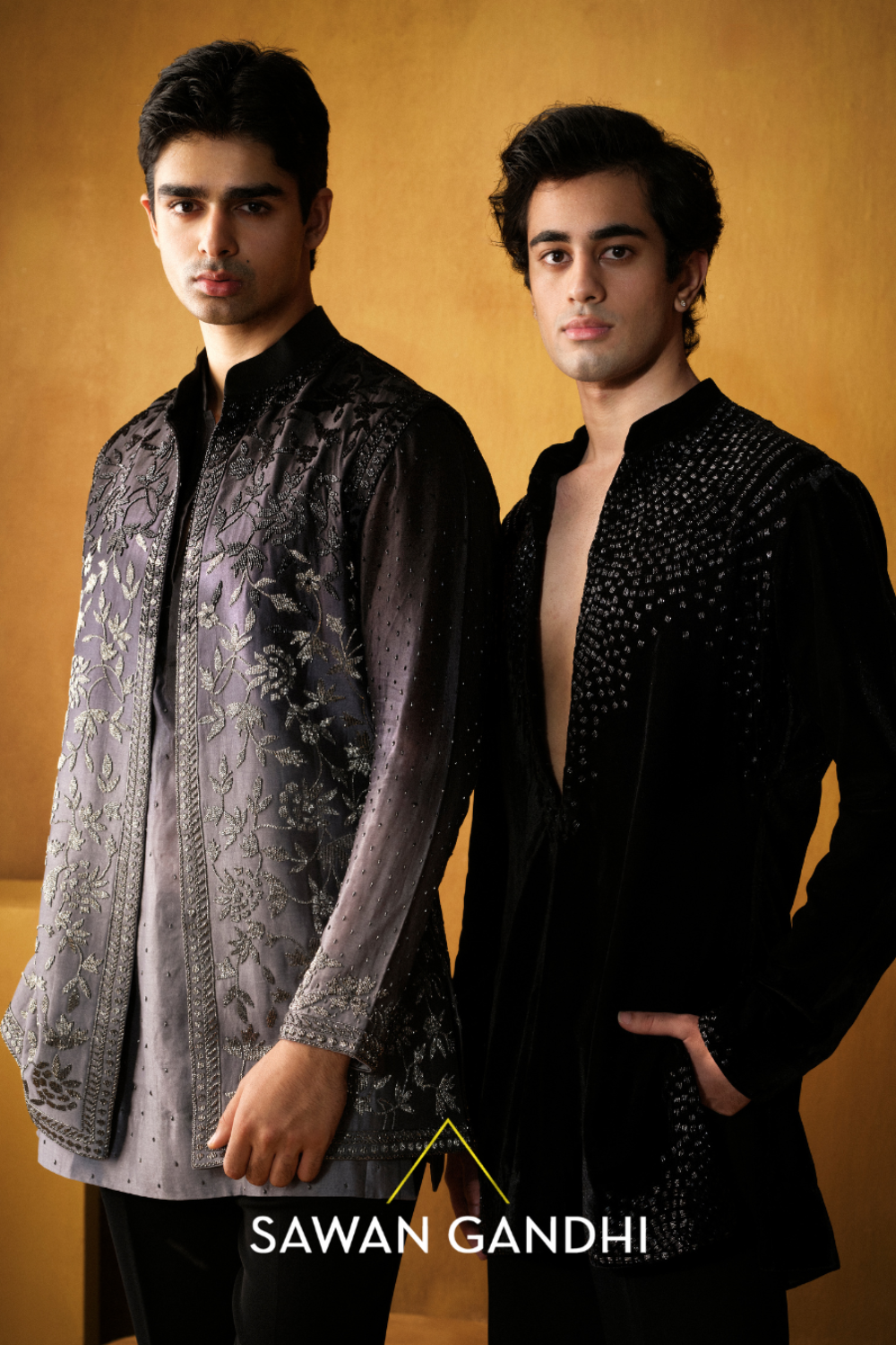 Black Velvet Cutdana Scattered Kurta
