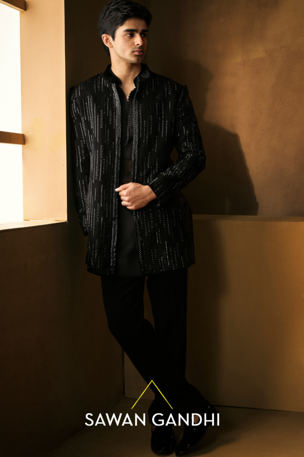 Black Velvet Indo Western Set
