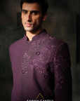 Wine Applique Work Shewani