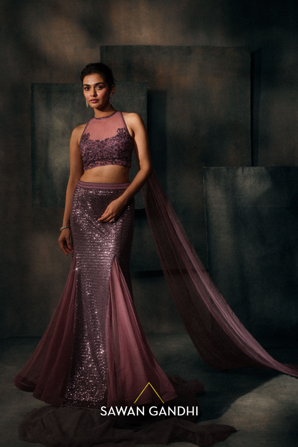 Mauve Fishcut Lehenga