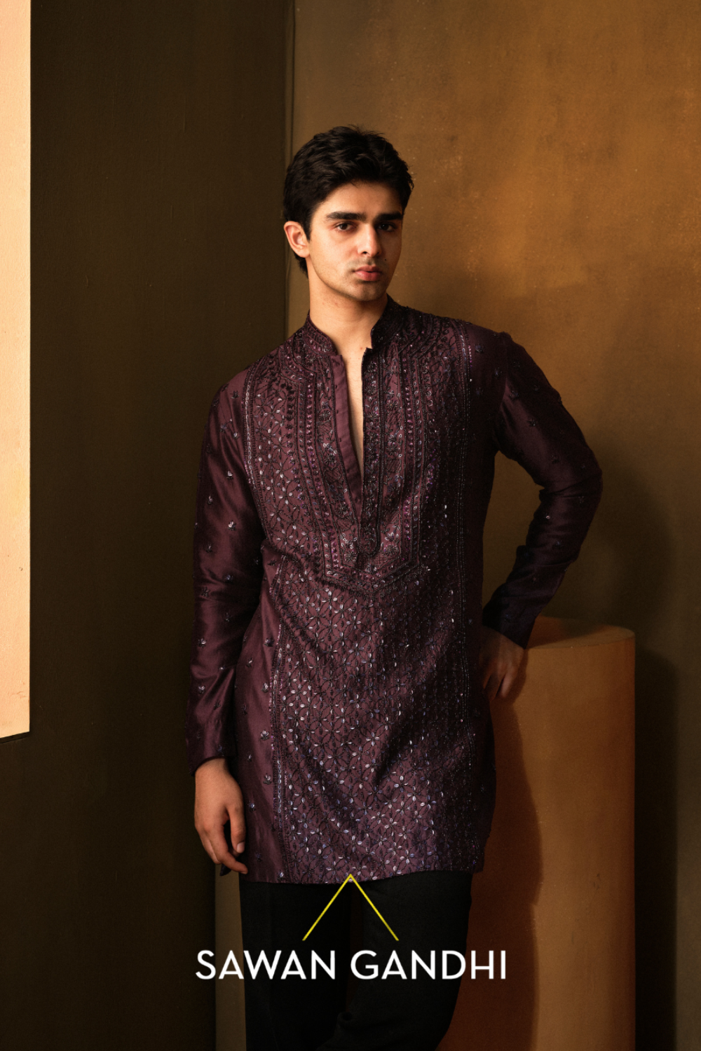 Wine Cutdana Kurta